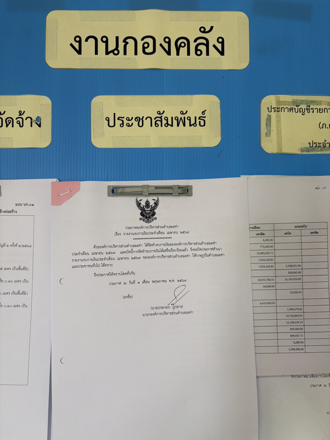 ประกาศองค์การบริหารส่วนตำบลมะค่า เรื่อง  รายงานงบการเงินประจำเดือน  เมษายน  2569
