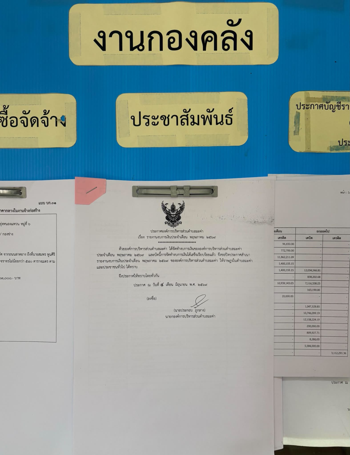 ประกาศองค์การบริหารส่วนตำบลมะค่า เรื่อง  รายงานงบการเงินประจำเดือน  พฤษภาคม  2569